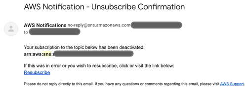Unsubscription email